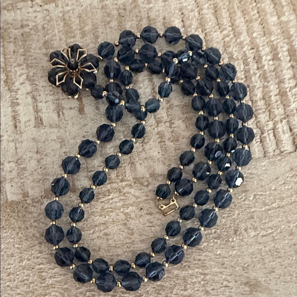 Napier Faceted Blue Glass Bead Double strand - Picture 7 of 7